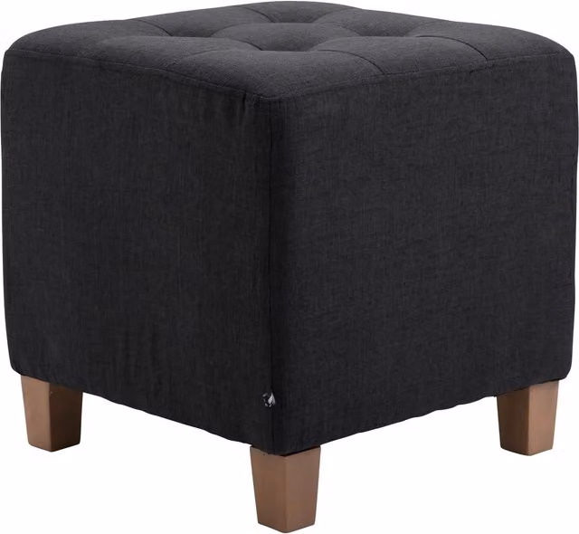 Taburete bajo Pharao de la marca CLP en color negro con estructura de madera y tapizado de tela