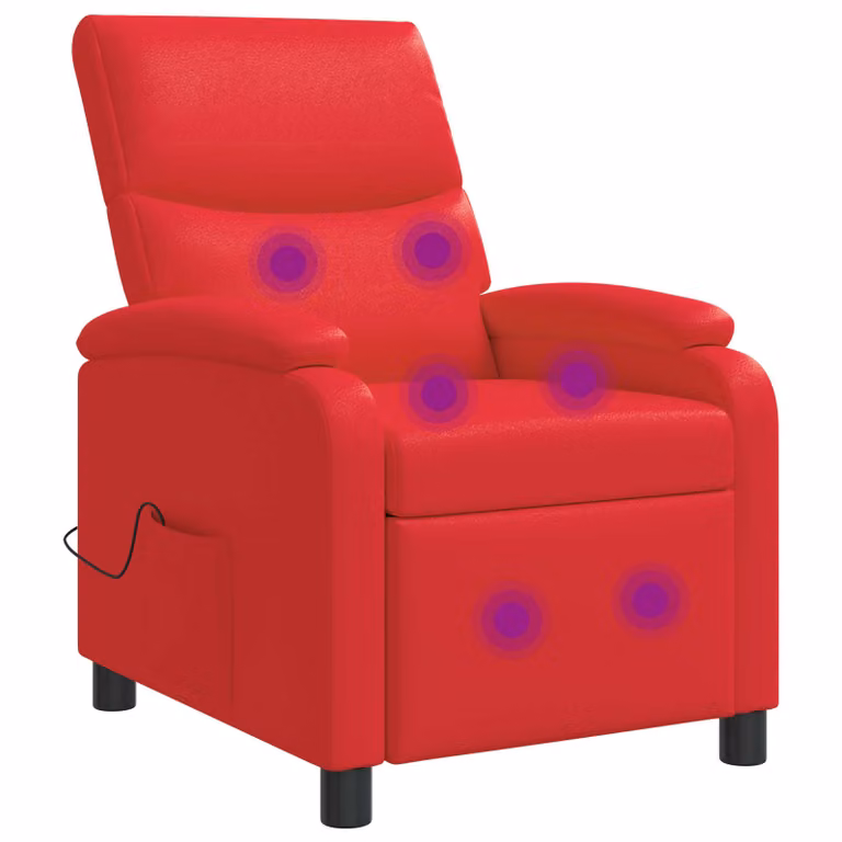 Silla de masajes reclinable vidaXL en rojo con acabado de cuero sintético