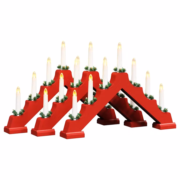 Set de 3 velas de mesa de madera estilo clásico vidaXL en colores blanco y rojo para decoración navideña