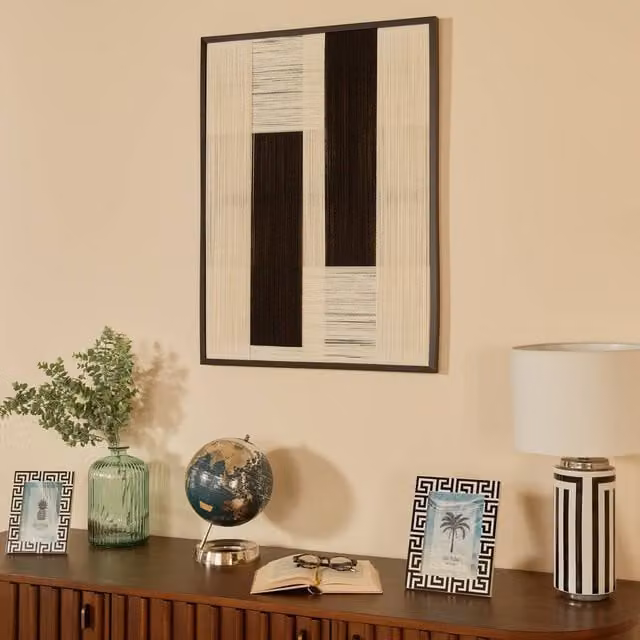 Lienzo decorativo moderno con diseño gráfico de rayas multicolores de Atmosphera, An/Al: 60 x 80 cm