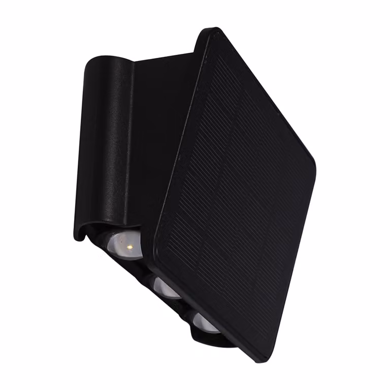 Lámpara solar LED Mangel para jardín en color negro con luz blanca cálida y sensor crepuscular