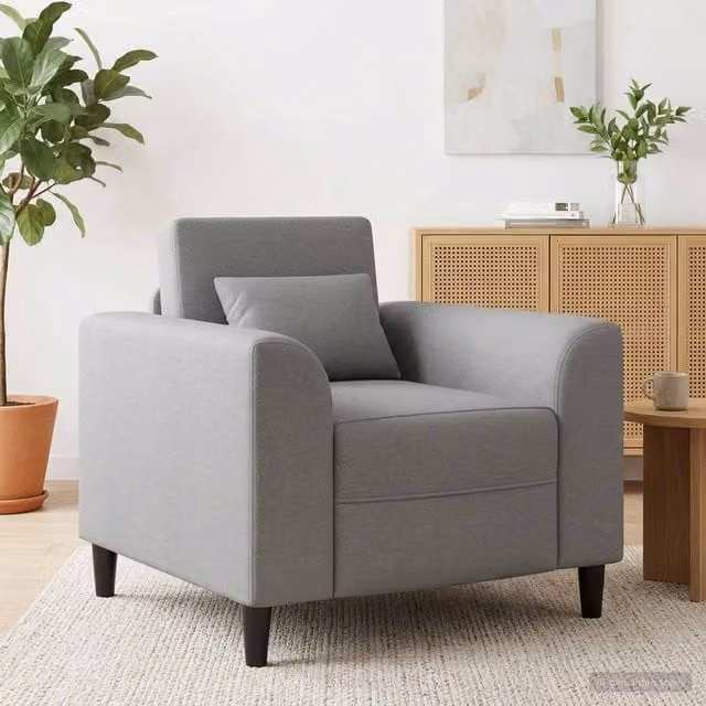 Sillón moderno de tela gris vidaXL con reposabrazos y estructura de madera