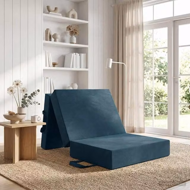 Sofá cama plegable de terciopelo azul vidaXL An/P/Al: 75 x 67 x 45 cm