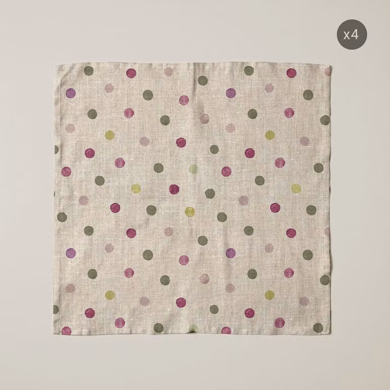 Pack de 4 servilletas de algodón orgánico Muare Home con diseño de puntos en color beige y certificación Oeko-Tex Standard 100