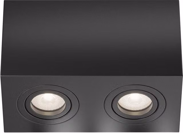 Lámpara de techo Maytoni Technical Atom C017CL-02B de 2 luces GU10 en aluminio negro con protección IP20