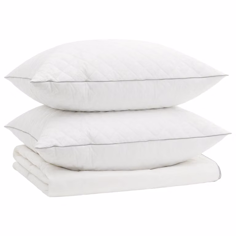 Juego de edredón y almohadas vidaXL FULDA de 3 piezas, 90% plumón de ganso, color blanco, An/P/Al: 220 x 260 cm