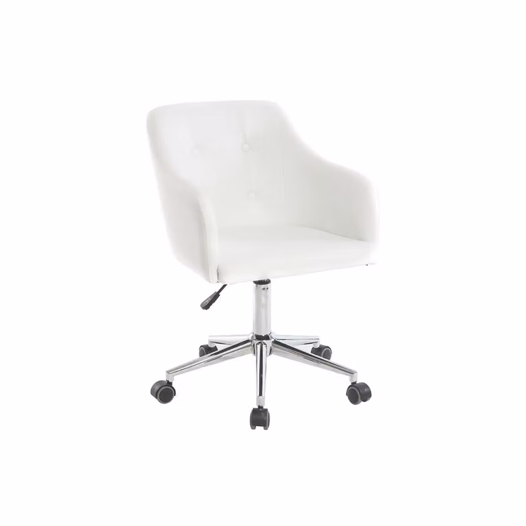 Sillón de escritorio Miliboo Baltik en PU blanco con reposabrazos