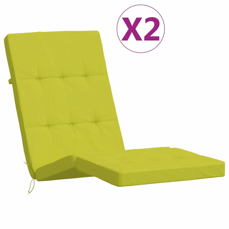 Set de 2 cojines para tumbona vidaXL en tela Oxford de poliéster verde brillante con relleno de espuma transpirable y repelente al agua