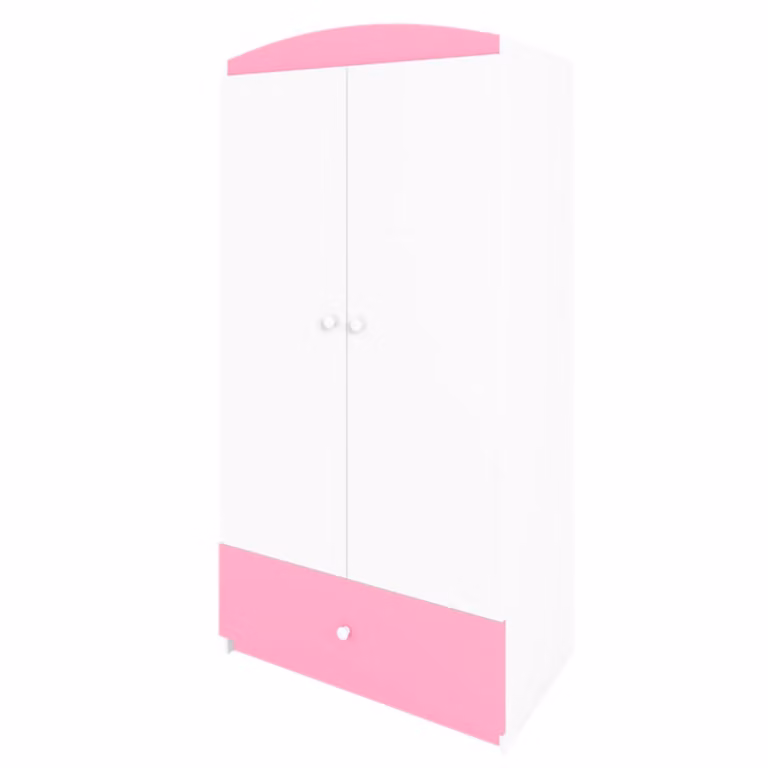 Armario infantil Kocot Kids con 2 puertas y 1 cajón en color peonía, diseño moderno con cierre suave y estantes internos