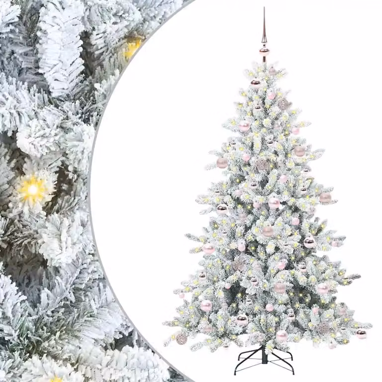 Árbol de Navidad artificial blanco con luces LED de luz cálida vidaXL de 180 cm
