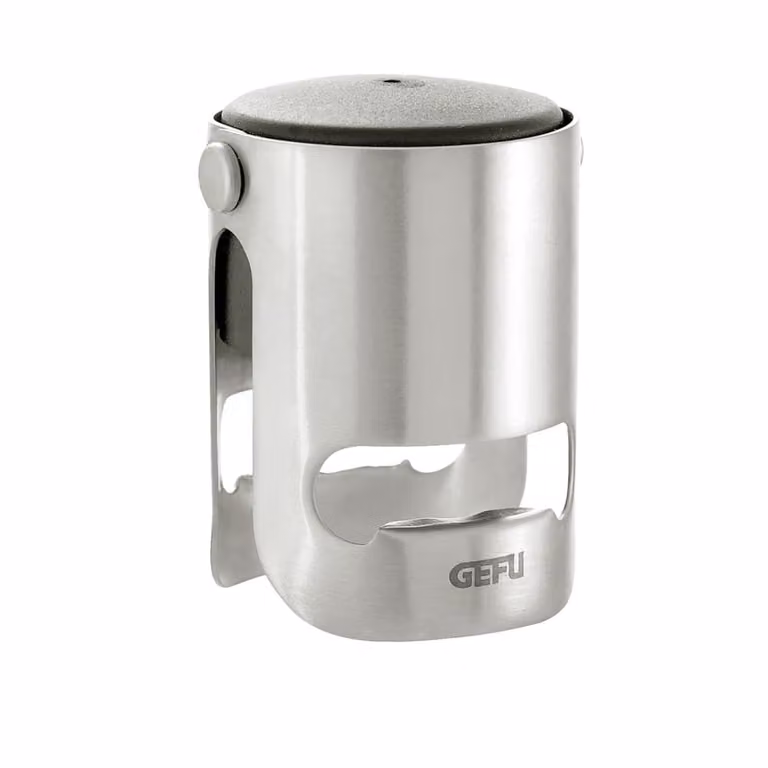 Tapón para botellas de champán Gefu de acero inoxidable plateado a prueba de fugas