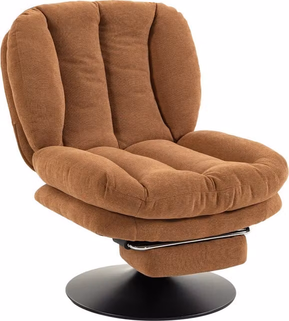Sillón de salón HOMCOM con reposapiés ajustable, giro de 360° y tapizado de lino en marrón oscuro