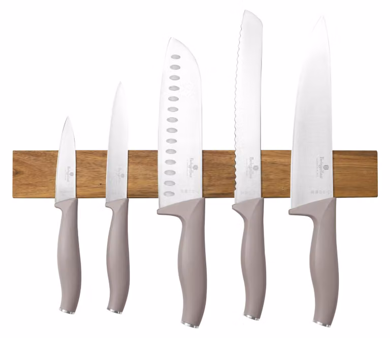 Set de cuchillos Berlinger Haus Taupe con bloque magnético y hojas de acero inoxidable para chef y panadero