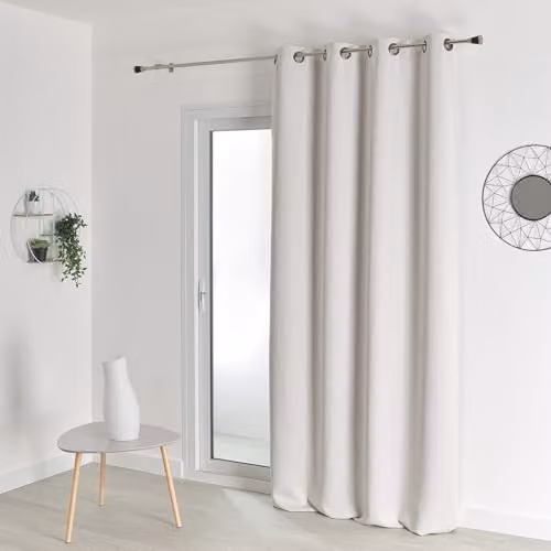 Cortina opaca HomeMaison ignífuga y absorbente de sonido, Color Blanco, An/Al: 140 x 260 cm