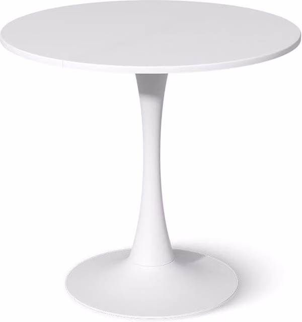Mesa de comedor Vicco Carl blanca de diseño moderno con base central y acabado en MDF laminado, An/P: 80 x 80 cm, Al: 73 cm