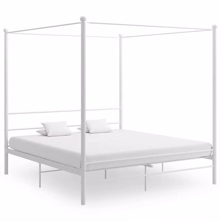 Estructura de cama con dosel vidaXL de metal en color blanco de 200 x 200 cm