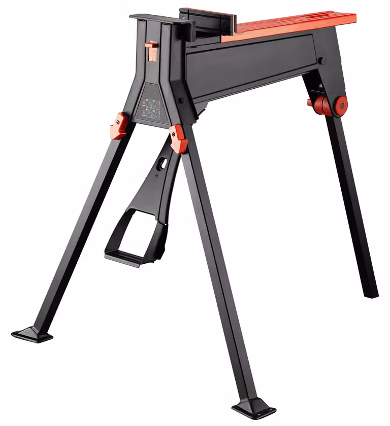 Banco de trabajo plegable Wiltec de acero en color negro con sistema de sujeción, An/P/Al: 98 x 88 x 87 cm, capacidad de 200 kg