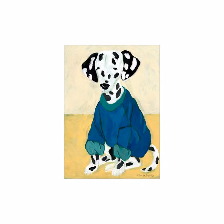 Póster de ilustración de dálmata con sudadera multicolor, diseño moderno de animales, An: 70 cm, Al: 100 cm
