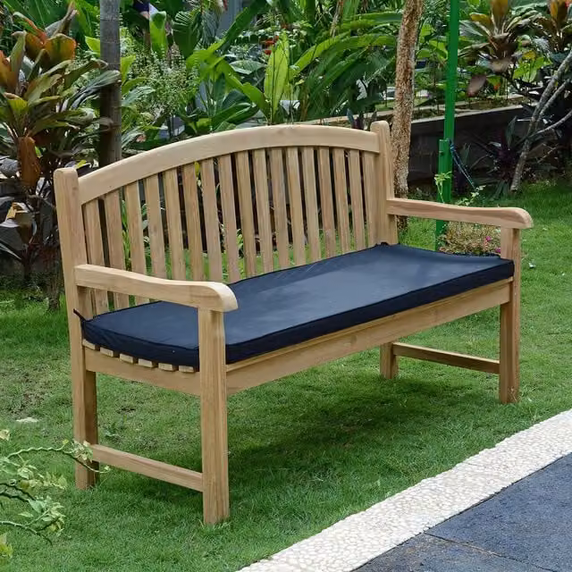 Cojín rectangular negro para banco TECK’ATTITUDE de 150 cm con funda lavable y repelente al agua