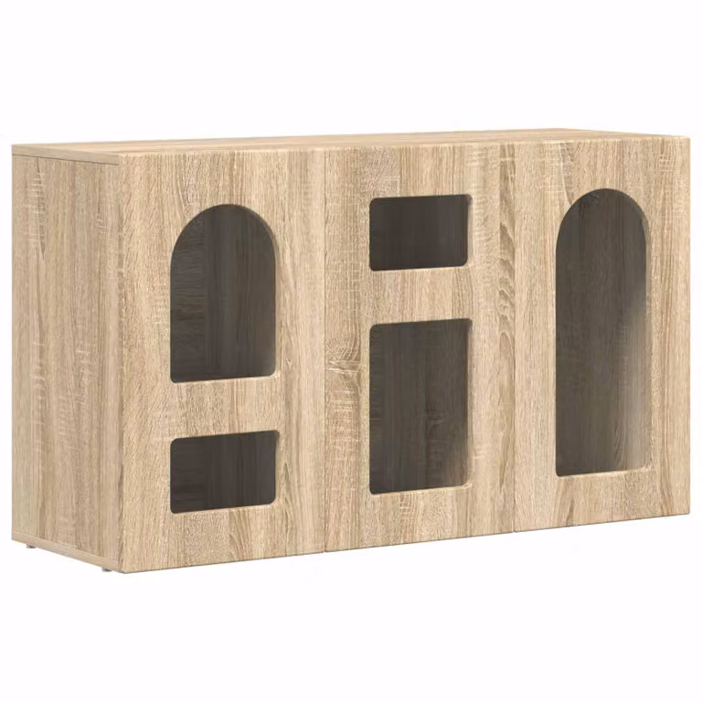 Aparador moderno vidaXL ELST en roble sonoma, color beige y marrón, An/P/Al: 100 x 35 x 59 cm