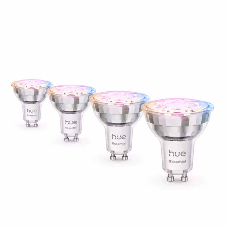 Pack de 4 focos inteligentes Philips Hue White & Color Ambiance Essential GU10 LED regulables de 345 lm y 4,7 W
