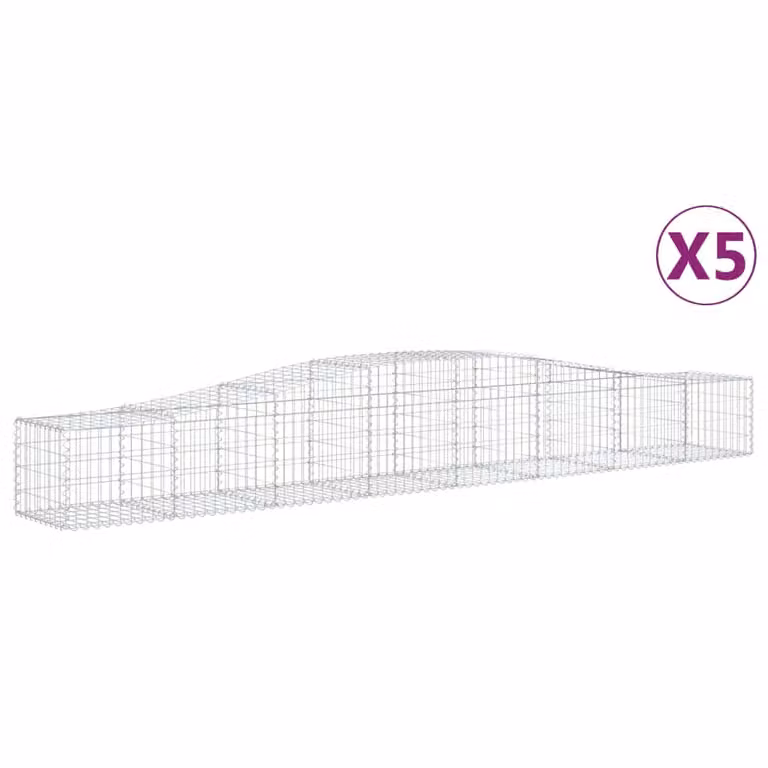 Set de 5 cestas de gaviones Syfax en forma de arco de acero galvanizado color gris, An/P/Al: 400 x 50 x 40/60 cm