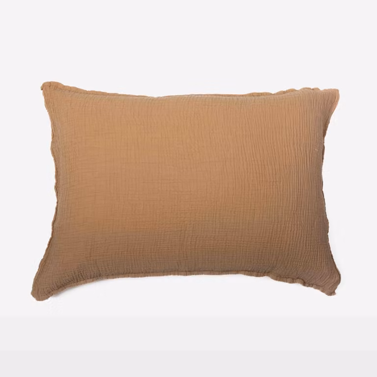 Funda de almohada de algodón de gasa Maison d'été color marrón An/P: 50 x 70 cm