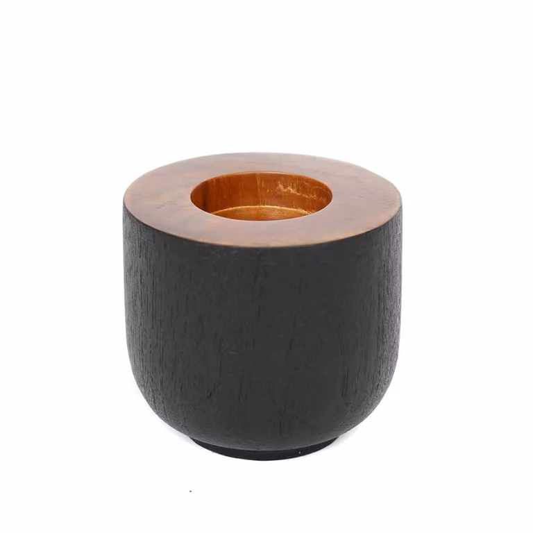 Portavelas para tealight de madera de Bazar Bizar en marrón, negro y multicolor, An/P/Al: 8 x 8 x 8 cm