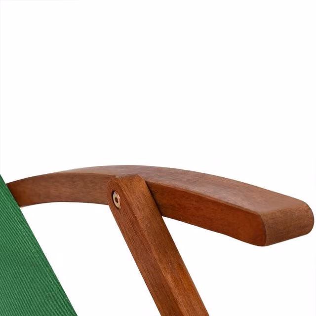 Silla de playa plegable NORTHIX de madera de acacia tratada y color verde con reposacabezas ajustable y tejido resistente a los rayos UV