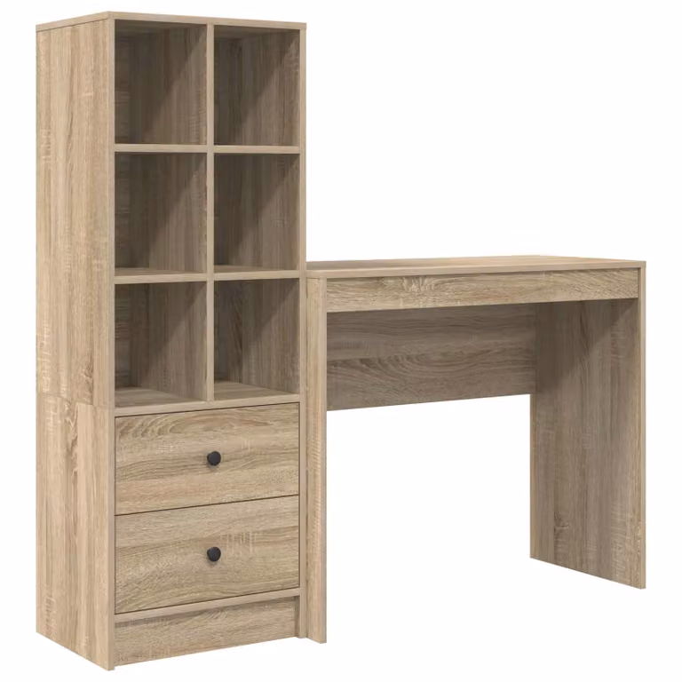 Set de 2 Escritorios Modernos vidaXL en Roble Sonoma con Estantería, An/P/Al: 135,5 x 40 x 127 cm