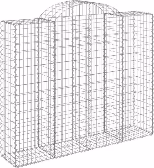 Set de 12 cestas gaviones SYFAX en forma de arco de hierro galvanizado color plata An/P/Al: 200 x 50 x 160/180 cm
