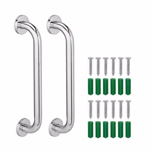 Set de 2 asideros de ducha Relaxdays en acero inoxidable color plata para pared de bañera con capacidad de 200 kg