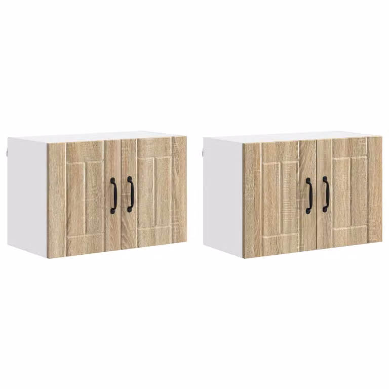 Set de 2 Armarios de Pared vidaXL LUCCA en Roble Sonoma, Madera de Ingeniería para Cocina con Puertas Batientes y Estantes Internos, Color Marrón Mate