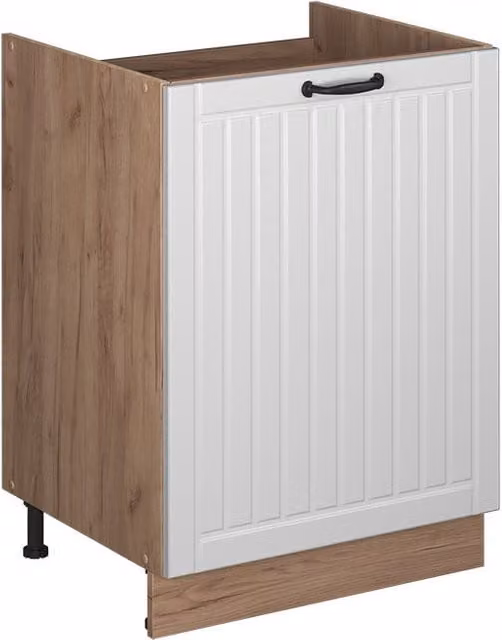 Mueble bajo para fregadero Vicco Fame-Line estilo casa de campo en blanco y oro con puertas de cierre suave