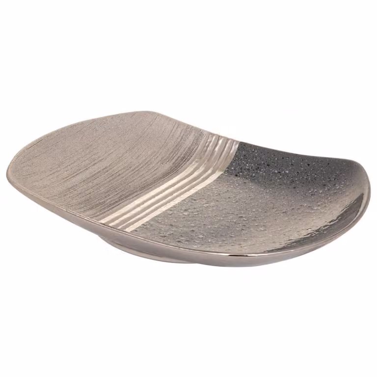 Centro de mesa decorativo Wanderlust deco de cerámica plateado y gris, An/P/Al: 38 x 27 x 6 cm