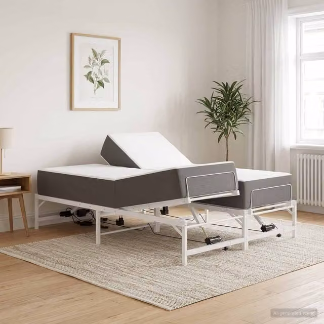 Estructura de cama ajustable eléctrica vidaXL en color blanco, An/P: 140 x 190 cm