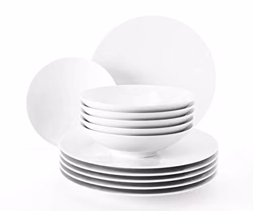 Servicio de cena Seltmann Weiden Life de 12 piezas en porcelana blanca para 6 personas