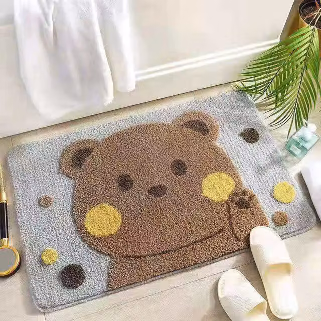 Felpudo Antideslizante Infinite con Diseño de Oso en Chenilla Multicolor para Interiores, An/P: 60 x 40 cm
