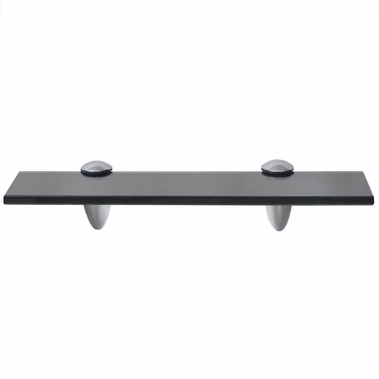 Estante flotante de cristal transparente y metal negro vidaXL An/P/Al: 30 x 10 x 0,8 cm