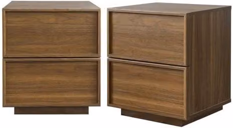 Set de 2 mesitas de noche Kuba de Sweeek con 2 cajones en color nogal, An/P/Al: 42 x 38 x 48 cm