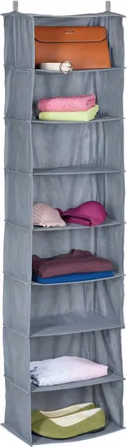 Organizador colgante para armario Relaxdays de tela en color gris, An/P/Al: 140 x 36 x 20 cm