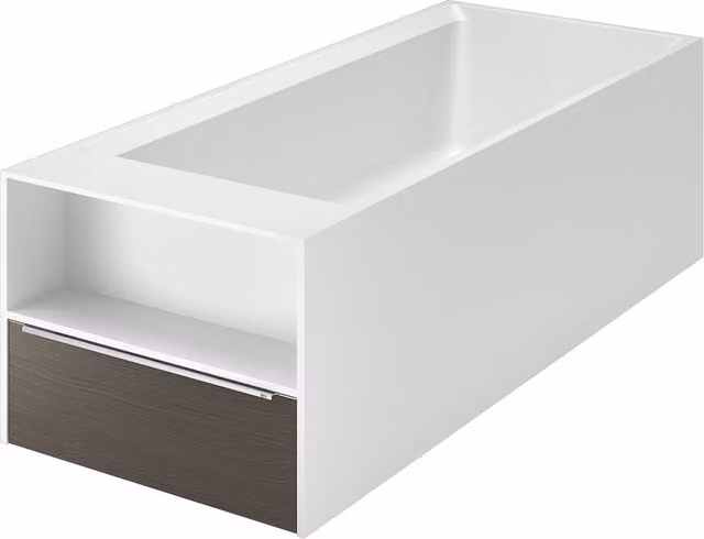 Bañera rectangular de acrílico Surfex Modo Roca con cajón y superficie antideslizante en blanco o marrón