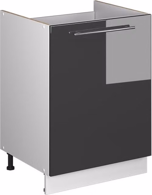 Mueble bajo para fregadero Vicco Fame-Line en color antracita alto brillo y blanco de 60 cm