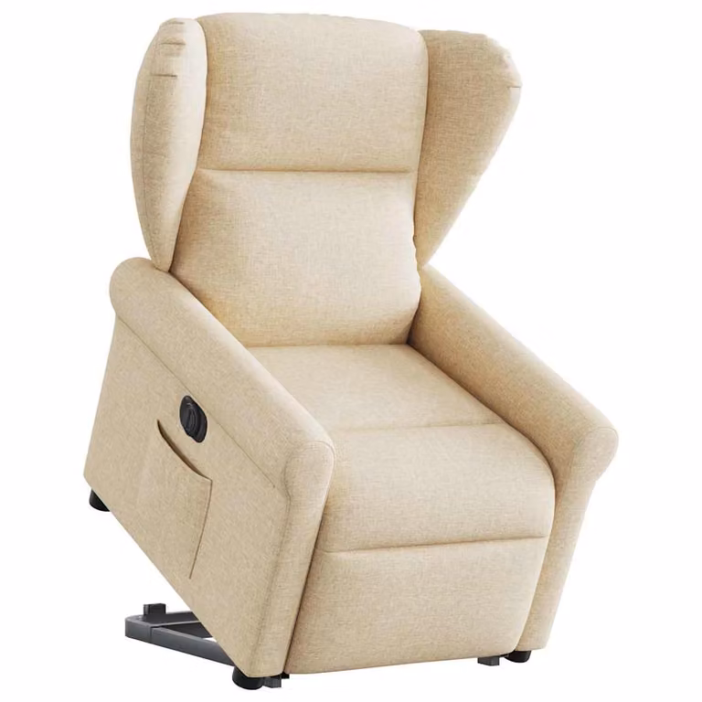 Sillón eléctrico reclinable y elevable vidaXL de tela color beige para mayores con reposabrazos