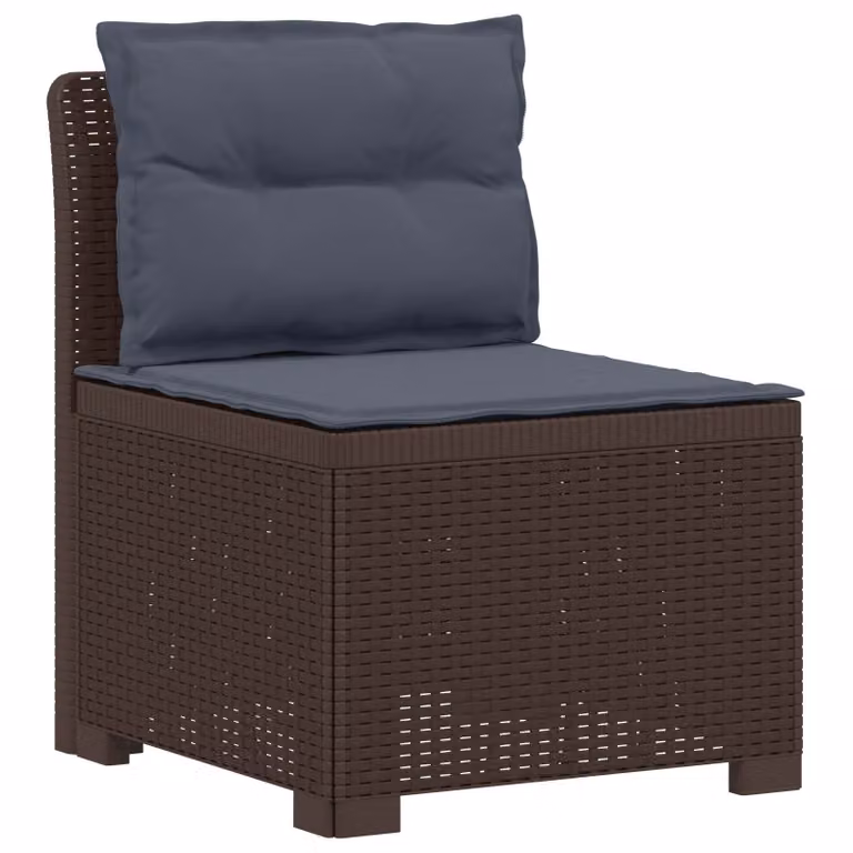 Sillón individual de jardín vidaXL con cojines, diseño moderno de ratán sintético resistente a los rayos UV en marrón y gris