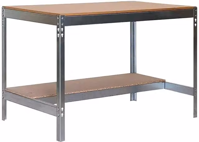 Banco de trabajo Simonrack en acero y madera color gris y plata, An/P/Al: 91 x 61 x 84,2 cm