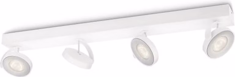Pack de 4 lámparas empotradas LED Philips Clockwork regulables en color blanco para techo o pared con luz blanca cálida de 2700 K