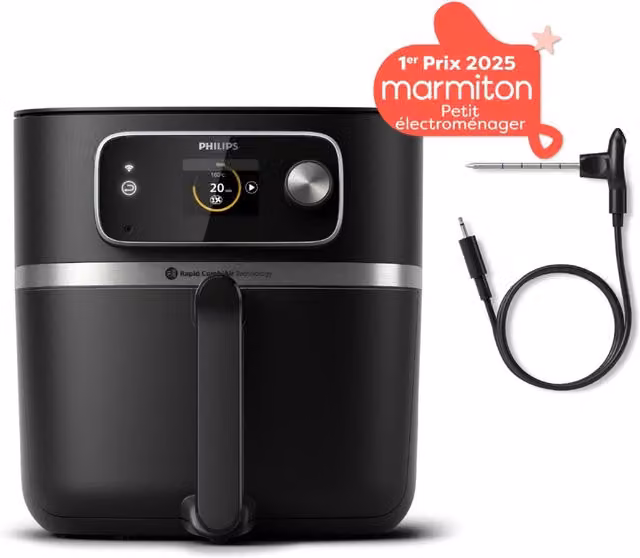 Freidora de aire Philips Serie 7000 HD9880/90 Combi XXL Conectada en Negro