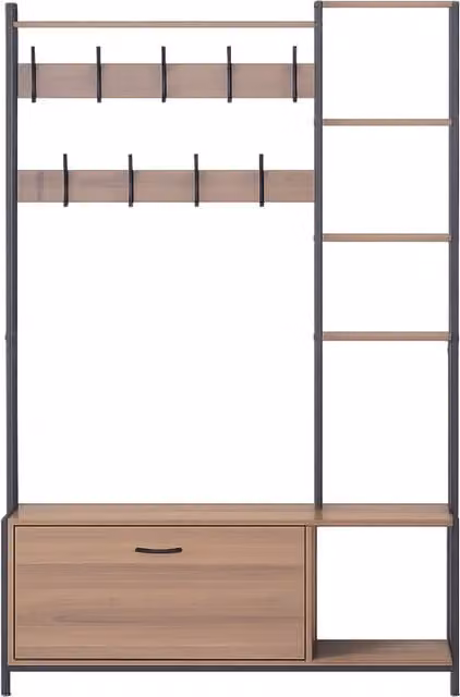 Mueble de entrada industrial CONCEPT-USINE en madera de nogal y metal negro An/P/Al: 182 x 120 cm
