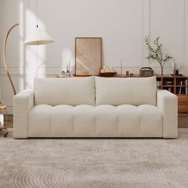 Sofá cama Canterbury de 3 plazas con cofre de Concept Usine en tejido bouclé beige
